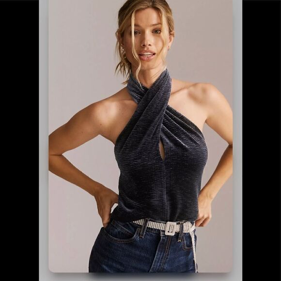 Anthropologie Dolan Left Coast Velvet Halter Tank XL - Picture 1 of 5